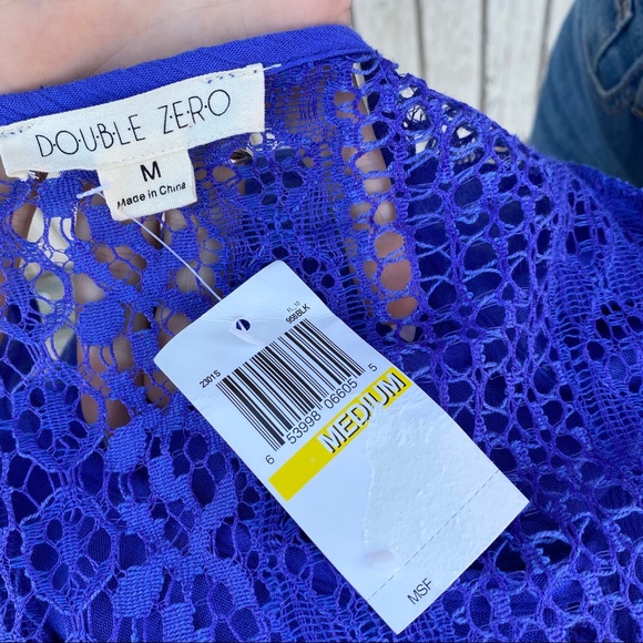 Double Zero Azure Gauze Blouse Blue Lace - Picture 8 of 8